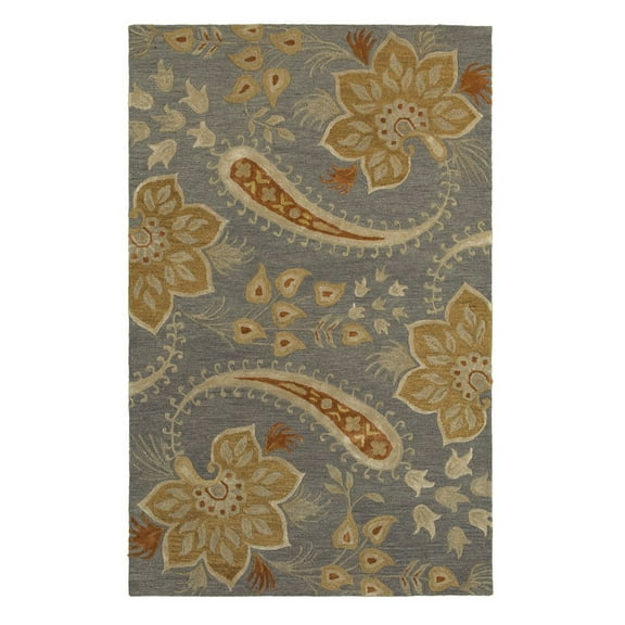 LR Home Glamour Cotton Area Rug Indoor in Gray/Yellow, 9' x 12'