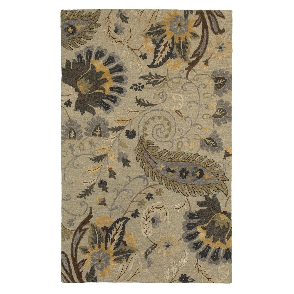 LR Home Glamour Paisley Floral Sand Rectangle Indoor Area Rug ( 9' x 12' )