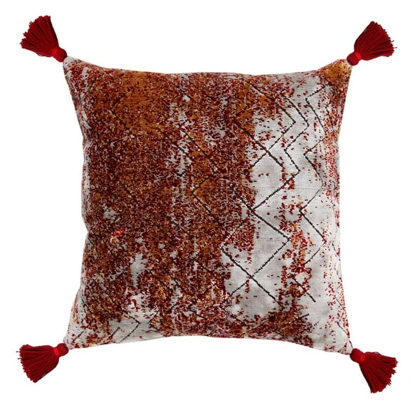 LR Home Red and Silver Traditional Textured Embers Throw Pillow