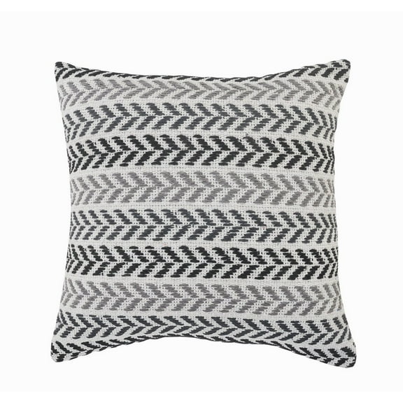 Lr Home Modern Black and Gray Chevron Herringbone Striped Throw Pillow
