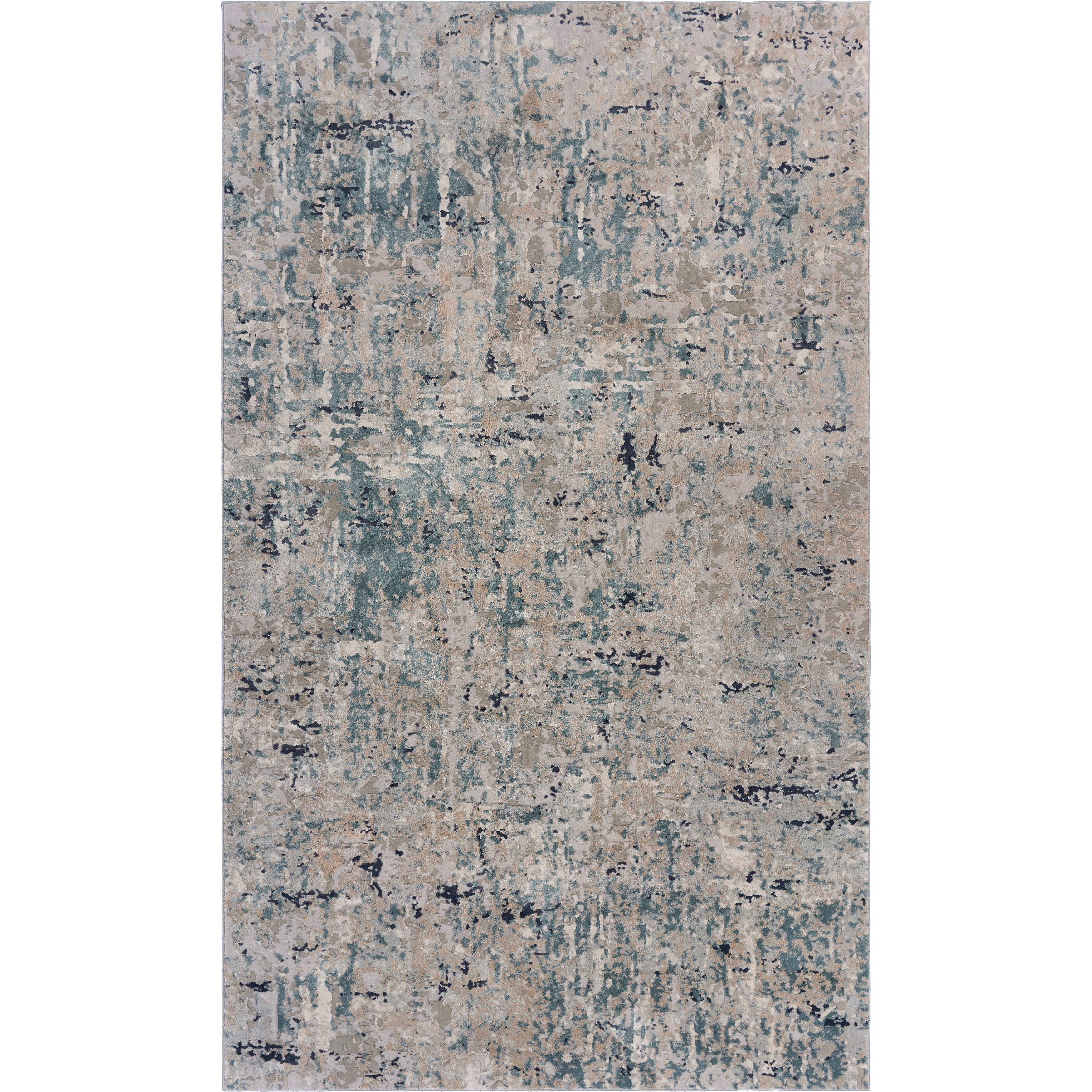 Lr Home Neutral Distressed Abstract Accent Rug, Gray / Blue, 1'10" x 3'