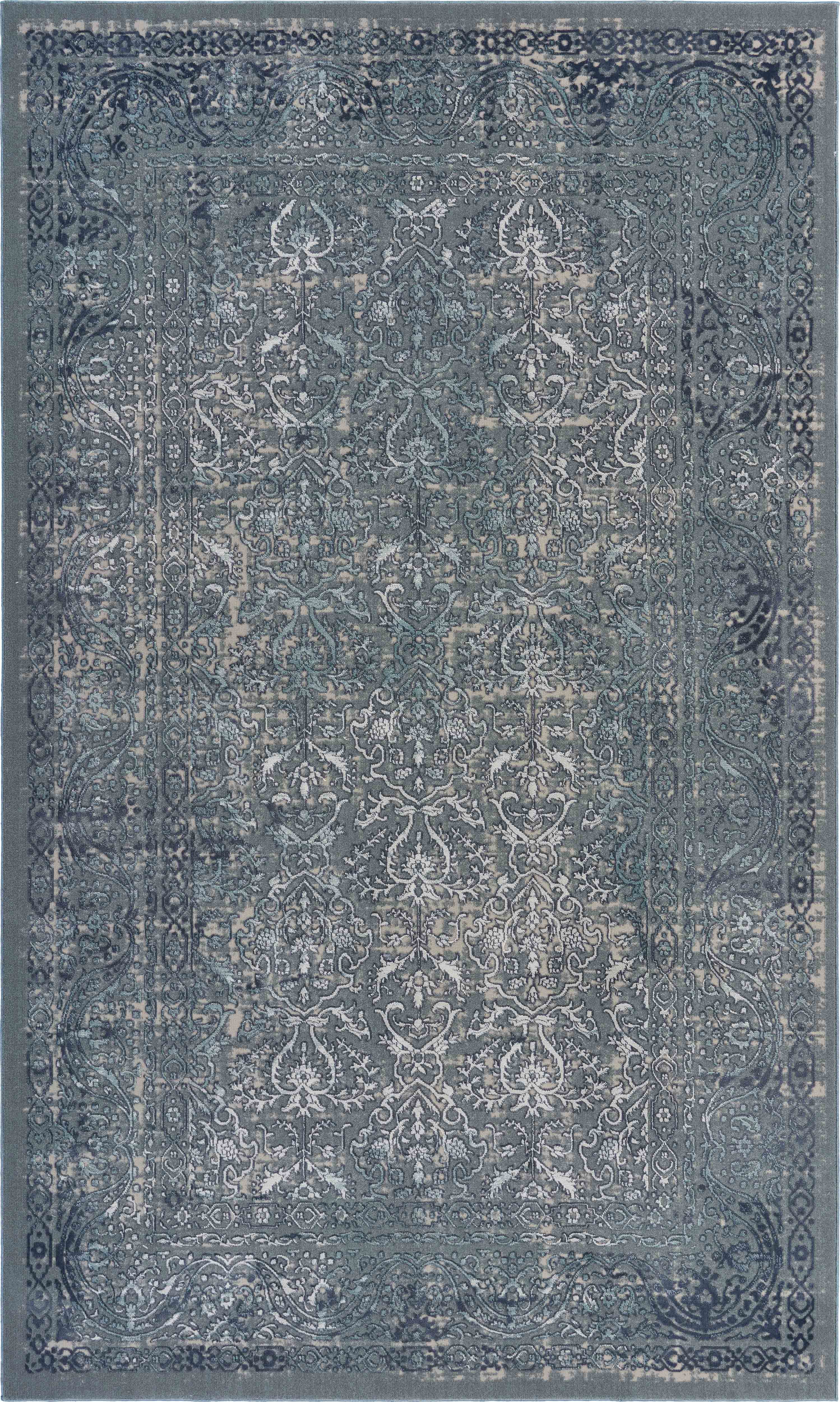 Lr Home Neutral Distressed Accent Rug, Blue / Gray, 1'10" x 3'