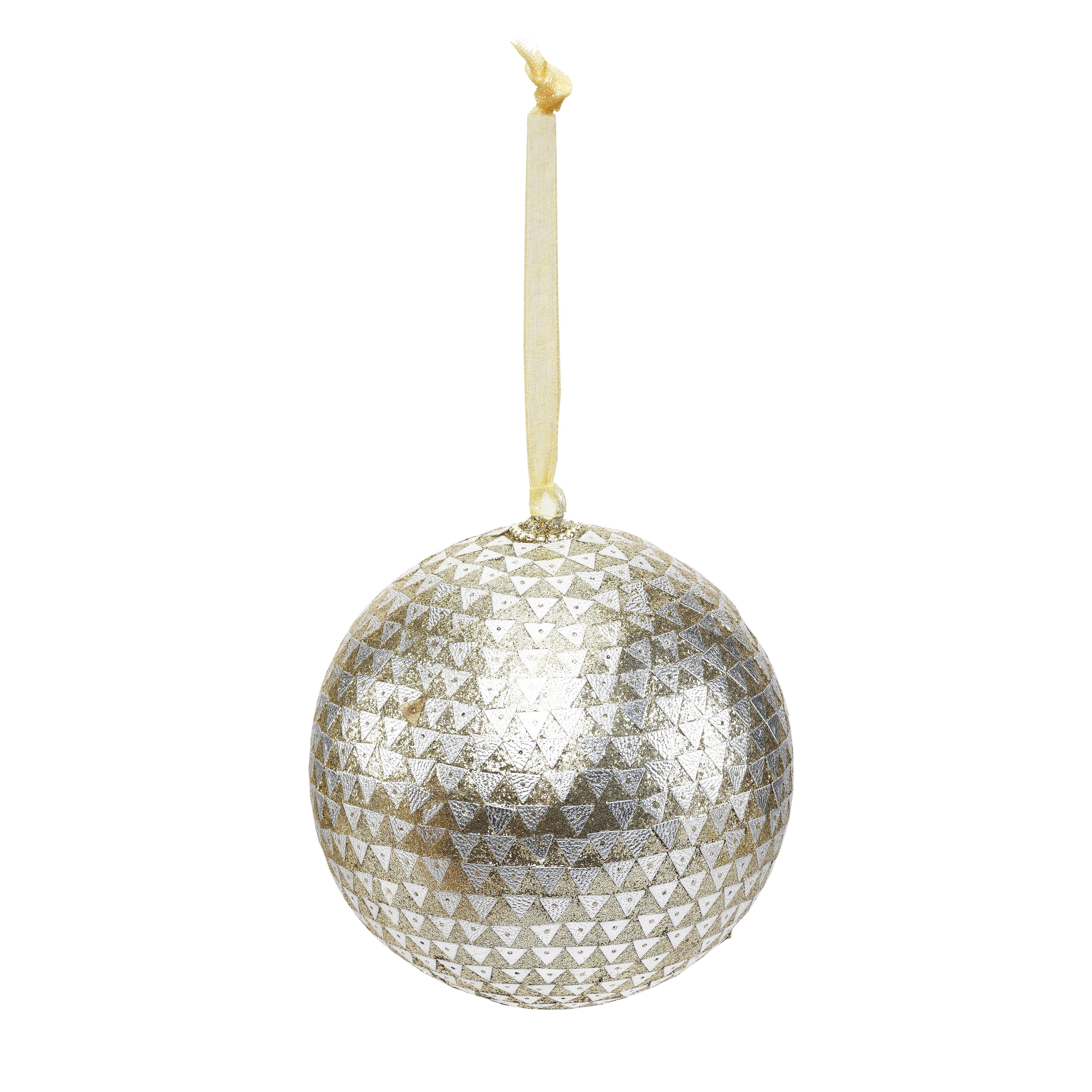 Lr Home Sequenced Trianglular Mosaic Handcrafted Globe Multi-color Geometric Plastic Christmas Ball Ornaments, 4 Count (4.5")