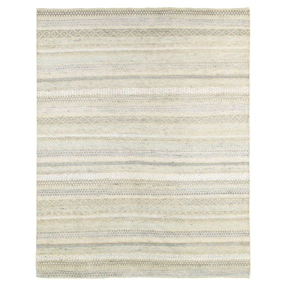 Lr Home Sobek Striped Scandinavian Beige Hand Knotted 9 Feet x 12 Feet Large Area Rug