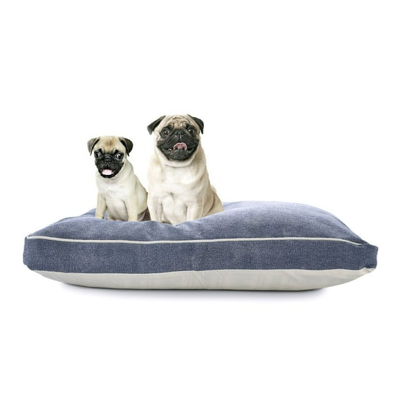 LR Home Solid Stonewash Pillow Dog Bed with Removable Cover