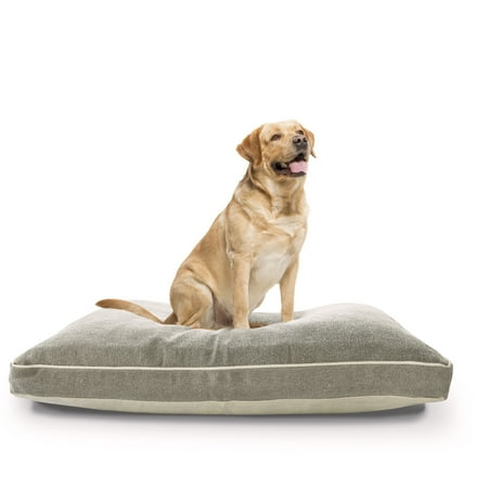 Lr Home Solid Stonewash Pillow Dog Bed, Gray, Ivory, 24" x 36" x 3"
