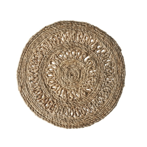 LR Home Hugo Set of 2 Round Jute Placemats, Braided Circle