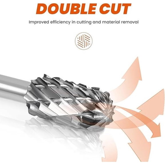 Lrdan 10PCS Tungsten Carbide Rotary Burr Set, 1/8" Shank Double Cut Carving Bits Compatible with Dremel – for Metal, Wood, Stone, with Storage Box