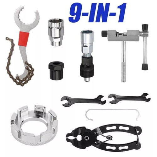 Lrdan 9 Pcs MTB Bike Repair Tool Kit – Crank Puller, Chain Splitter & Freewheel Removal Set for Mountain & Road Bicycle Maintenance