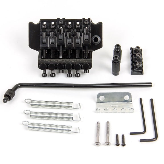 Lrdan Double Locking Tremolo System Bridge – Chrome Electric Guitar Replacement Parts with Hardware, Includes Springs & Mounting Studs