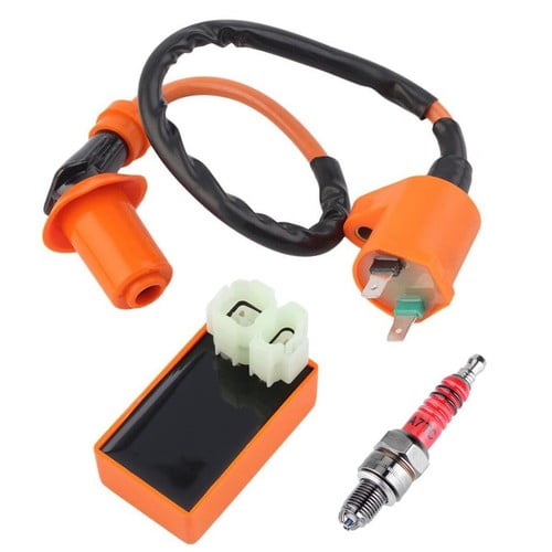 Lrdan Performance Racing 6-Pin AC CDI Box & Ignition Coil Kit with Spark Plug for GY6 50cc 125cc 150cc Scooter, Moped, ATV, Go Kart
