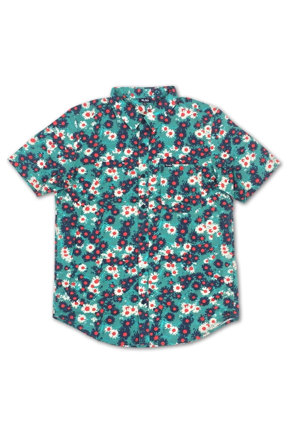 Rc Printed Short Sleeve Woven Shirt Light Teal Floral