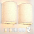 thumbnail image 1 of Battery Operated Wall Lights with Remote Control - 2 Pack ,3-Color Dimmable Fabric Shade Sconces for Farmhouse Decor, Wireless Wall Lamps (2700K-6000K, Energy Class E), 1 of 8