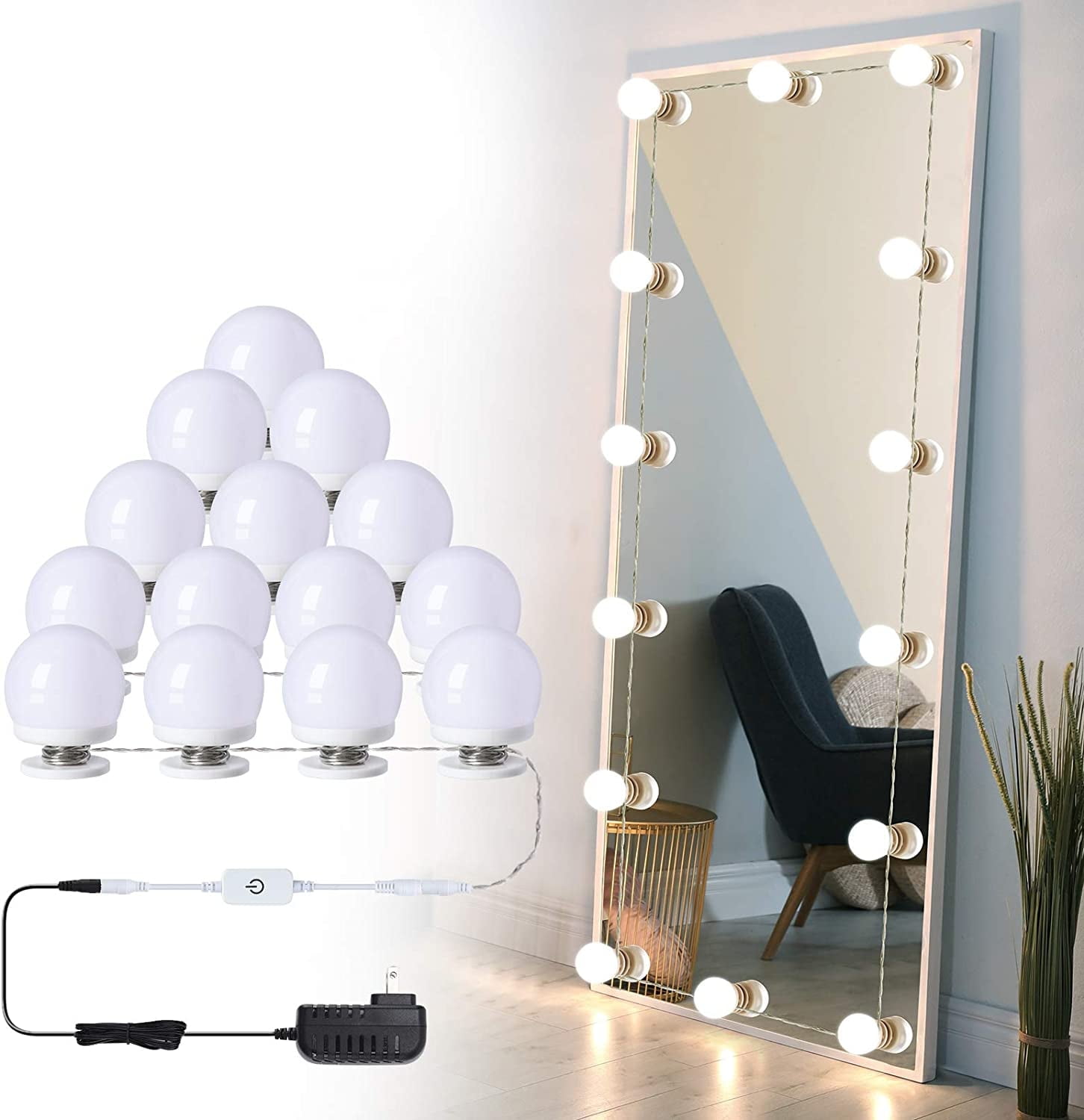 Hollywood Style 14-Light Dimmable LED Vanity Lights with Corded Electric