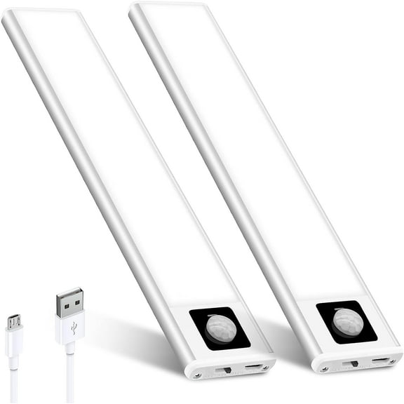 USB Rechargeable LED Under Cabinet Light with PIR Motion Sensor - Flexible Installation, Three Work Modes, Energy Efficient and Convenient(Day White)
