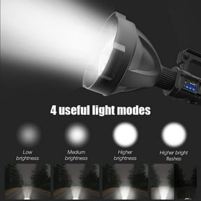 P50 Large Super Bright Rechargeable LED Spotlight - 5000 Lumens Handheld Tactical Flashlight with Adjustable Bracket, 4 Light Modes, Power Bank Function, and Waterproof Design for Outdoor Activities