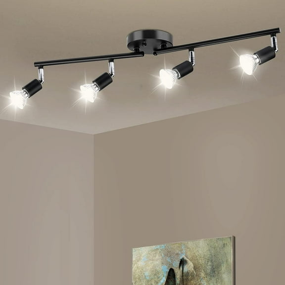 Lrlite Spotlight 24.80 in 4 -Light Matte Black Gimbal Head Ceiling Lighting Sets
