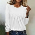 thumbnail image 1 of Lroplie Going Out Tops for Women Womens Tops Long Sleeve Undershirt Solid Travel Cute Tops O Neck Slim Fit Tshirts Shirts Blouse Womens Shirt White 2023 XXXXXL, 1 of 5