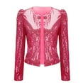 thumbnail image 1 of Lroplie Jackets for Women Plus Size Long Sleeve Womens Cardigan Sweaters Fashion Sequin Sequins Sparkling Coat Pink 2023 XL, 1 of 4