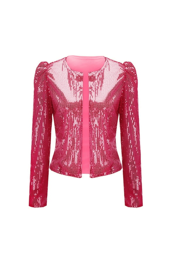 Jackets for Women Plus Size Long Sleeve Womens Cardigan Sweaters Fashion Sequin Sequins Sparkling Coat Pink 2023 XL
