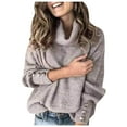 thumbnail image 1 of Lroplie Womens Shirt Plus Size Round Neck Long Sleeve Going Out Tops for Women Fashion Bow Collar Solid Buttons Sleeve Knitted Sweater Warm Top Clothes Gray 2023 4XL, 1 of 8