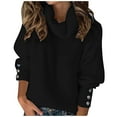 thumbnail image 1 of Lroplie Womens Tops Plus Size Round Neckline Long Sleeve Pullover Sweaters for Women Fashion Bow Collar Solid Buttons Sleeve Warm Top Jumpers Black 2023 L, 1 of 8