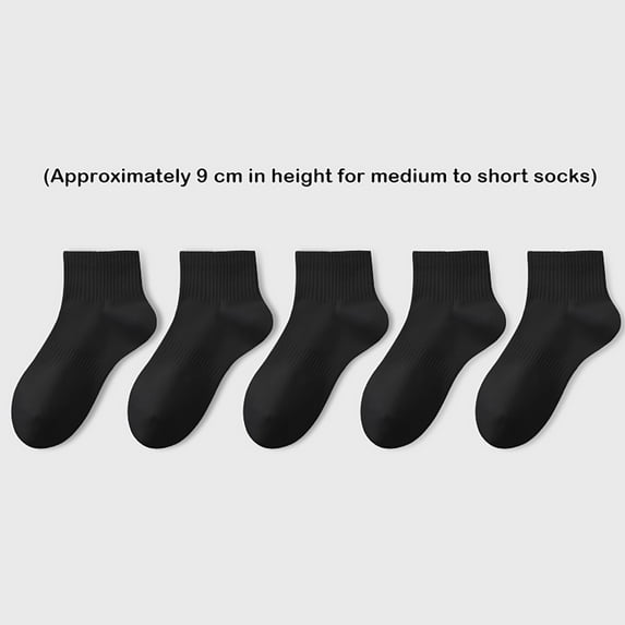 Lroveb Ankle Socks for Men 5Pc Socks Mens Summer Sweat Absorbent Mid Tube Black Business Sports Stockings Socks