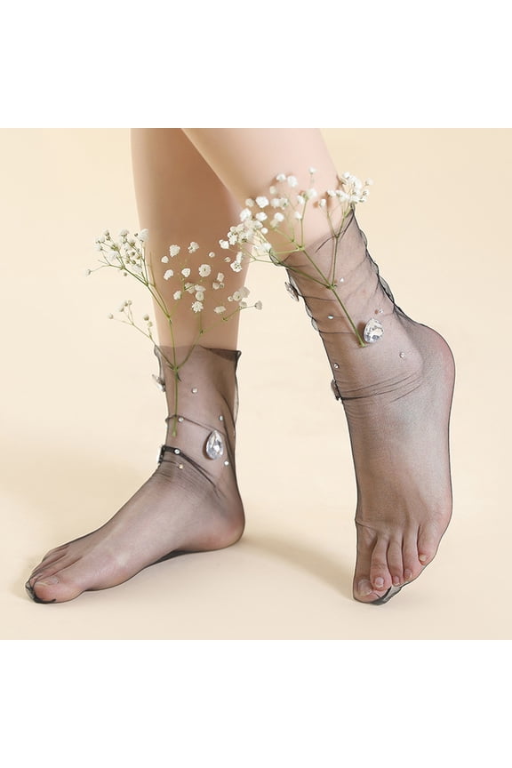 Ankle Socks for Women Sexy Fashion Silk Stockings Socks Breathable Lace Solid Color Socks