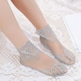 thumbnail image 1 of Lroveb Ankle Socks for Women Solid Rose Pattern Lace Mesh Socks Hollow Ruffle Non Slip Toe Socks, 1 of 8