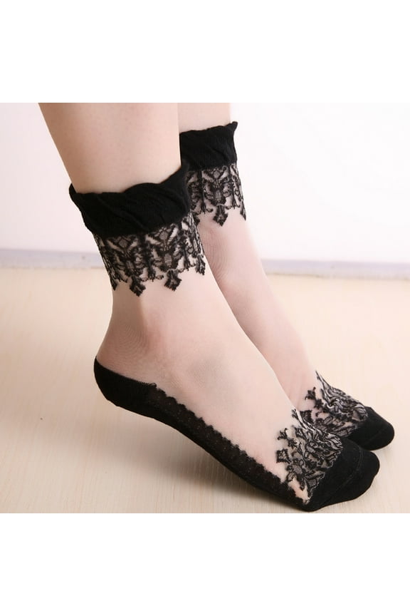 Ankle Socks for Women Women's Fashion Casual Invisible Long Lace Sexy Breathable Socks