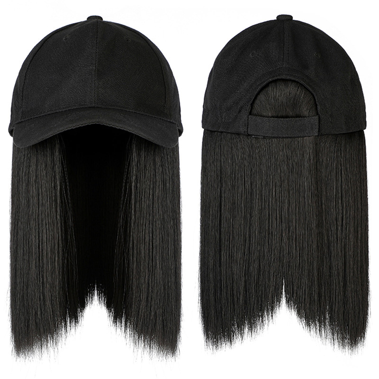 Black Hat with ponytail wig online attached