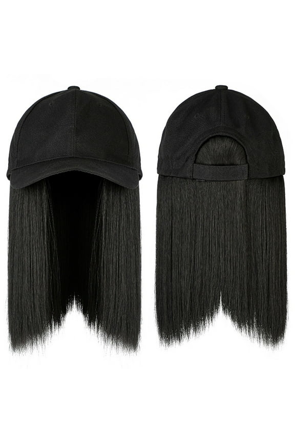 Baseball Cap With Wigs Adjustable Wig Hat Attached Long Atraight Hair Wig Hat