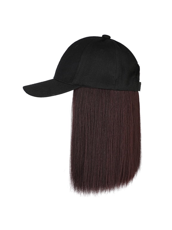 Baseball Cap With Wigs Adjustable Wig Hat Attached Long Atraight Hair Wig Hat