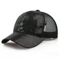 thumbnail image 1 of Lroveb Baseball Caps for Women Girl Ponytail Cap Sequins Shiny Messy Bun Snapback Hat Sun Caps, 1 of 6