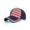 thumbnail image 1 of Lroveb Baseball Caps for Women Men American Flag Adjustable Cotton Cap Star Rhinestone Visor Hat, 1 of 9