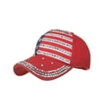 thumbnail image 1 of Lroveb Baseball Caps for Women Men American Flag Adjustable Cotton Cap Star Rhinestone Visor Hat, 1 of 4