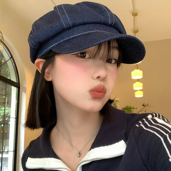 Lroveb Beret Hats for Women Ladies Spring Fall Style Japanese Retro Big Head Bib Bud Painter Hat Face Small Cowboy Hat