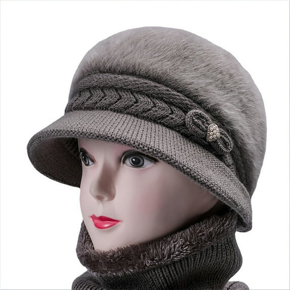 Lroveb Beret Hats for Women Woolen Knitted Warm Basin Hat Padded Cotton Hat