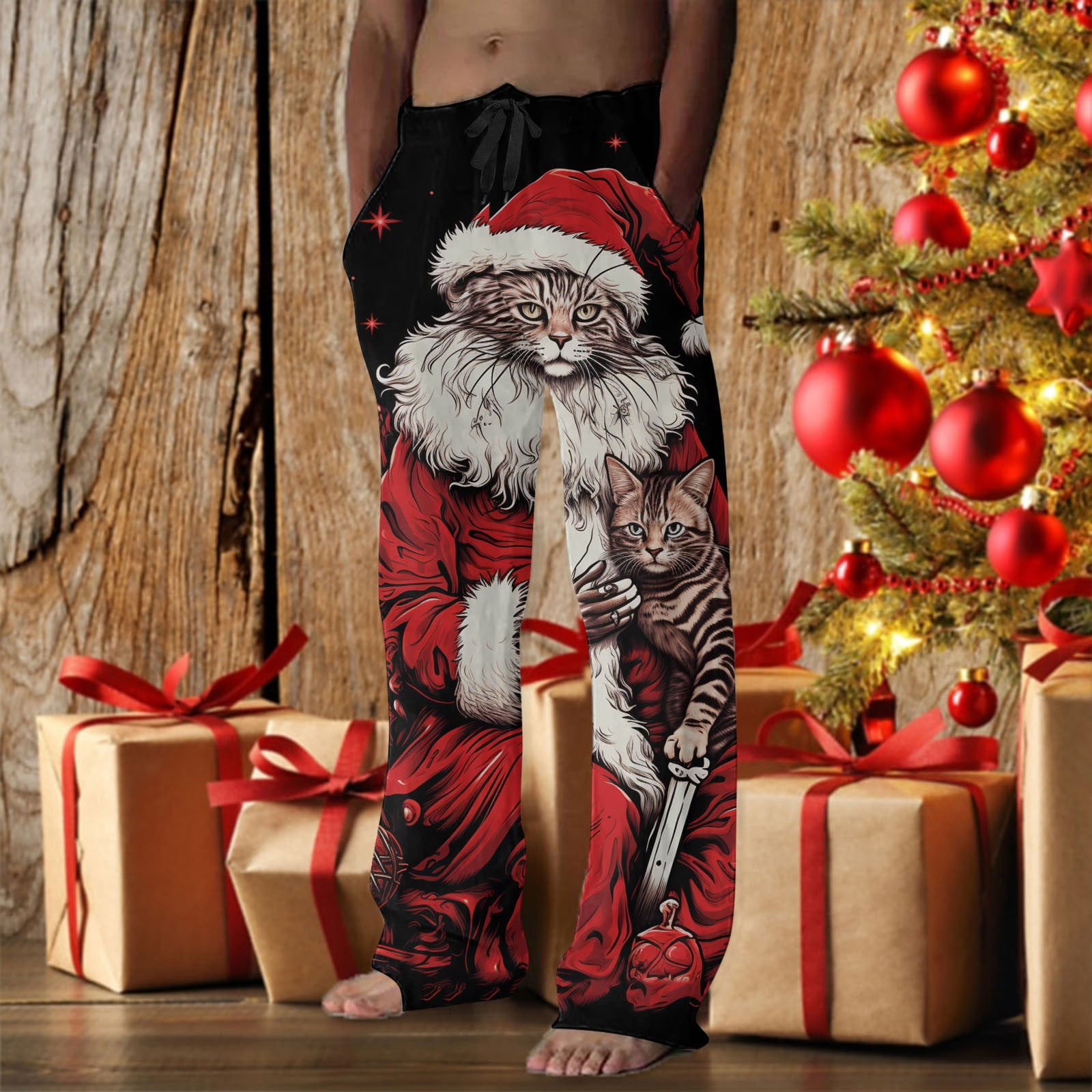 Christmas Trees Mens Reindeer Pajama Pants Men's Trendy Casual