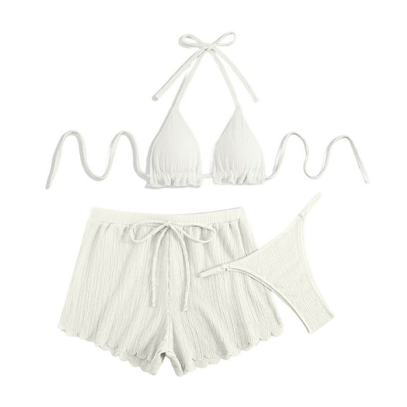 Lroveb Bikini Sets for Women Fashion And Leisure Three Piece Solid Color Split Swimsuit Bag 2 Piece Swimsuit