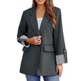 thumbnail image 1 of Lroveb Blazers for Women Business Casual Fashion Up Suit Slim Seven Points Roll Sleeve Jacket Woman Suit Jacket, 1 of 4