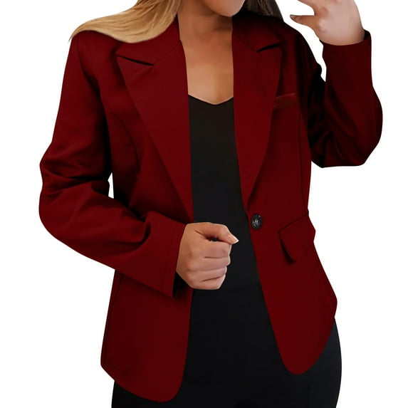 Lroveb Blazers for Women Business Casual Front Long Sleeve Lapel Collar Work Jacket Suit Jacket