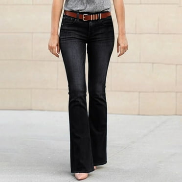 Lroveb Boot Cut Jeans for Women, Womens Jeans Micro Flare Pants Middle Waist Black