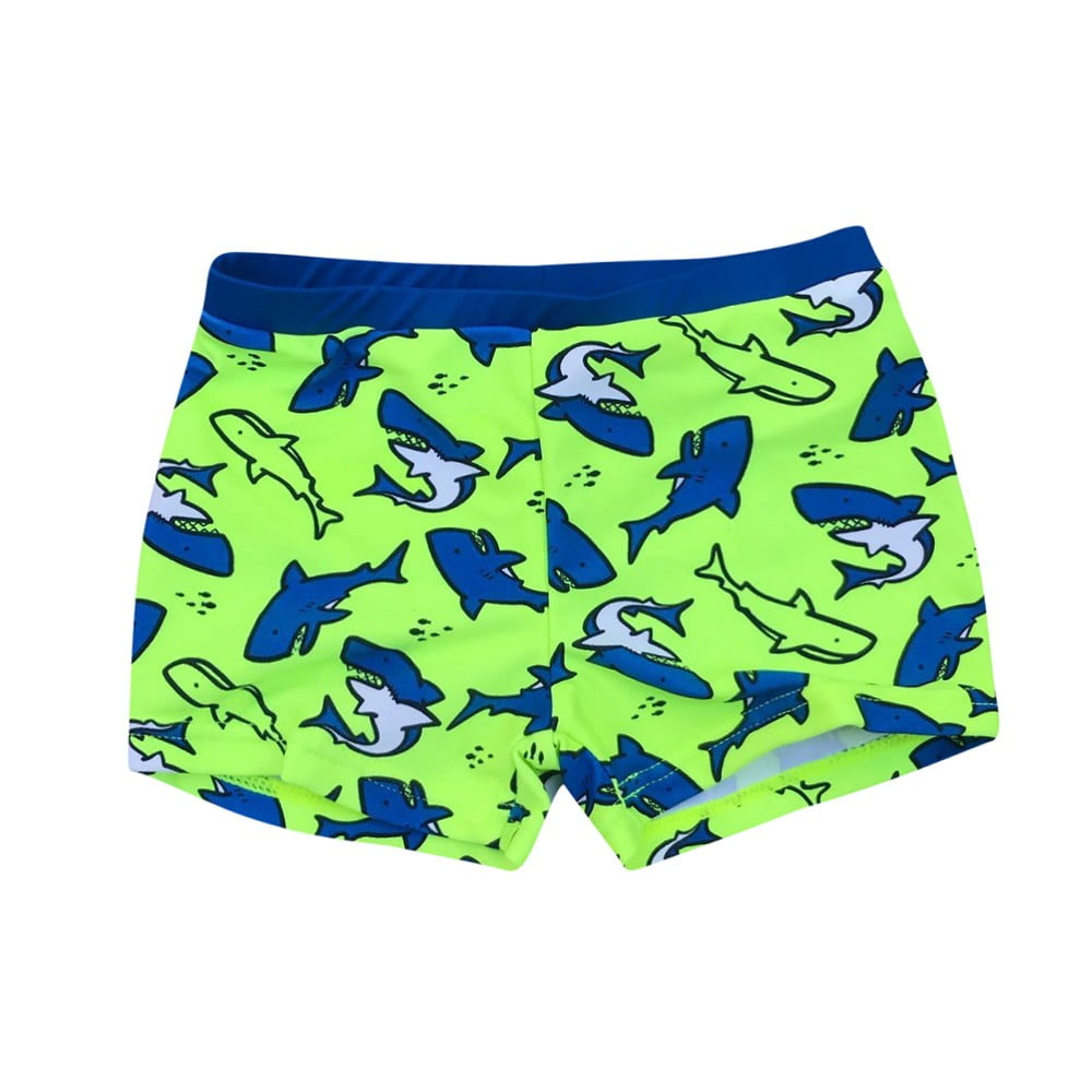Lroveb Boys Swim Trunks Cartoon Sharks Printed Stretch Low Rise