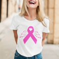 thumbnail image 1 of Lroveb Breast Cancer Awareness Shirts for Women Elegant Casual Printed Short Sleeve V Neck T Shirt Tops Pink Ribbon Graphic Tees White, 1 of 5