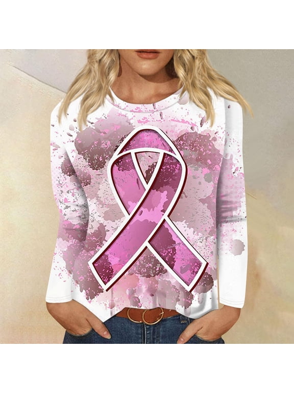 Breast Cancer Awareness Shirts for Women Plus Size T Reast Support Shirt Pink Ribbon Graphic Tees Wine