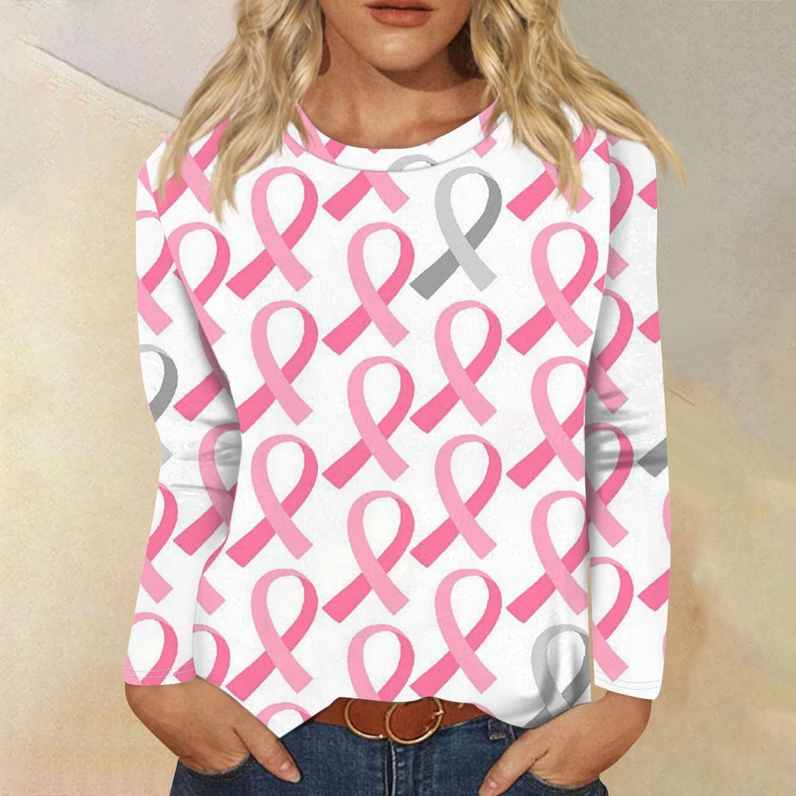 Lroveb Breast Cancer Awareness Shirts for Women T Reast Support Shirt ...