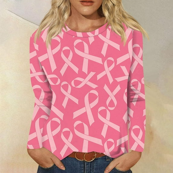 Lroveb Breast Cancer Awareness Shirts for Women T Reast Support Shirt Pink Ribbon Graphic Tees Watermelon Red