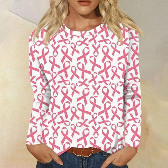 Lroveb Breast Cancer Awareness Shirts for Women T Reast Support Shirt Pink Ribbon Graphic Tees Watermelon Red