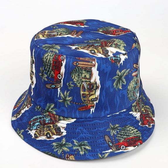 Lroveb Bucket Hats for Women Unisex Fashion Double Sided Climbing Hat Reversible Coconut Tree Flowers Printed Fisherman Cap Travel Sunhat Packable Outdoor Sun Hat